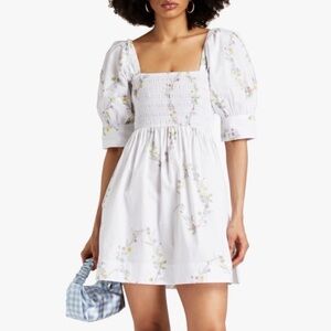 Ganni Floral cotton poplin minidress, size 38